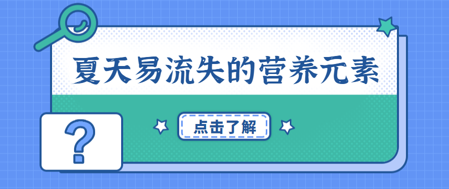 盛夏来了，这些营养元素正在流失！点击了解！